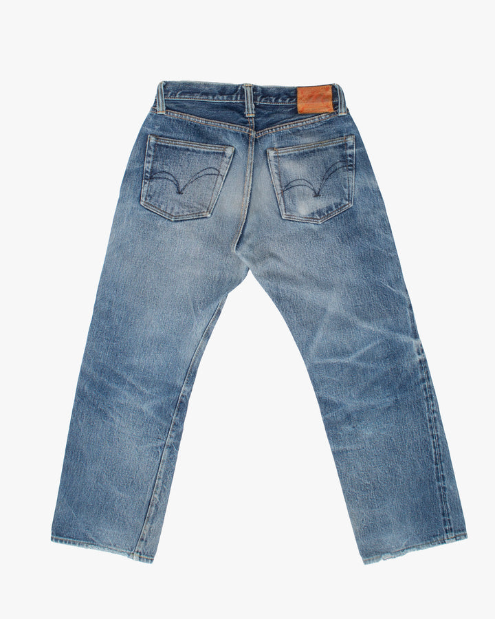 Japanese Repro Denim Jeans, 31, Samurai, Diagonal Tear