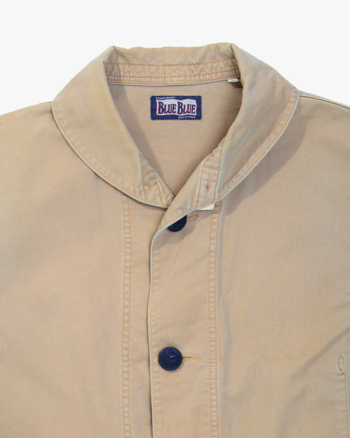 Japanese Repro Chore Coat, L, Blue Blue, Solid Khaki