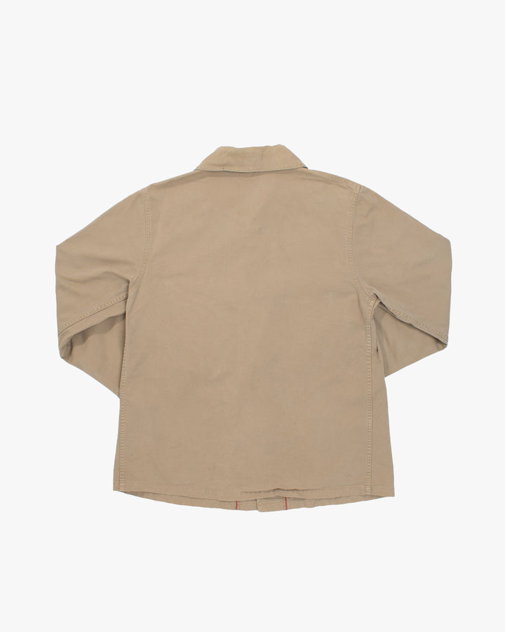 Japanese Repro Chore Coat, L, Blue Blue, Solid Khaki