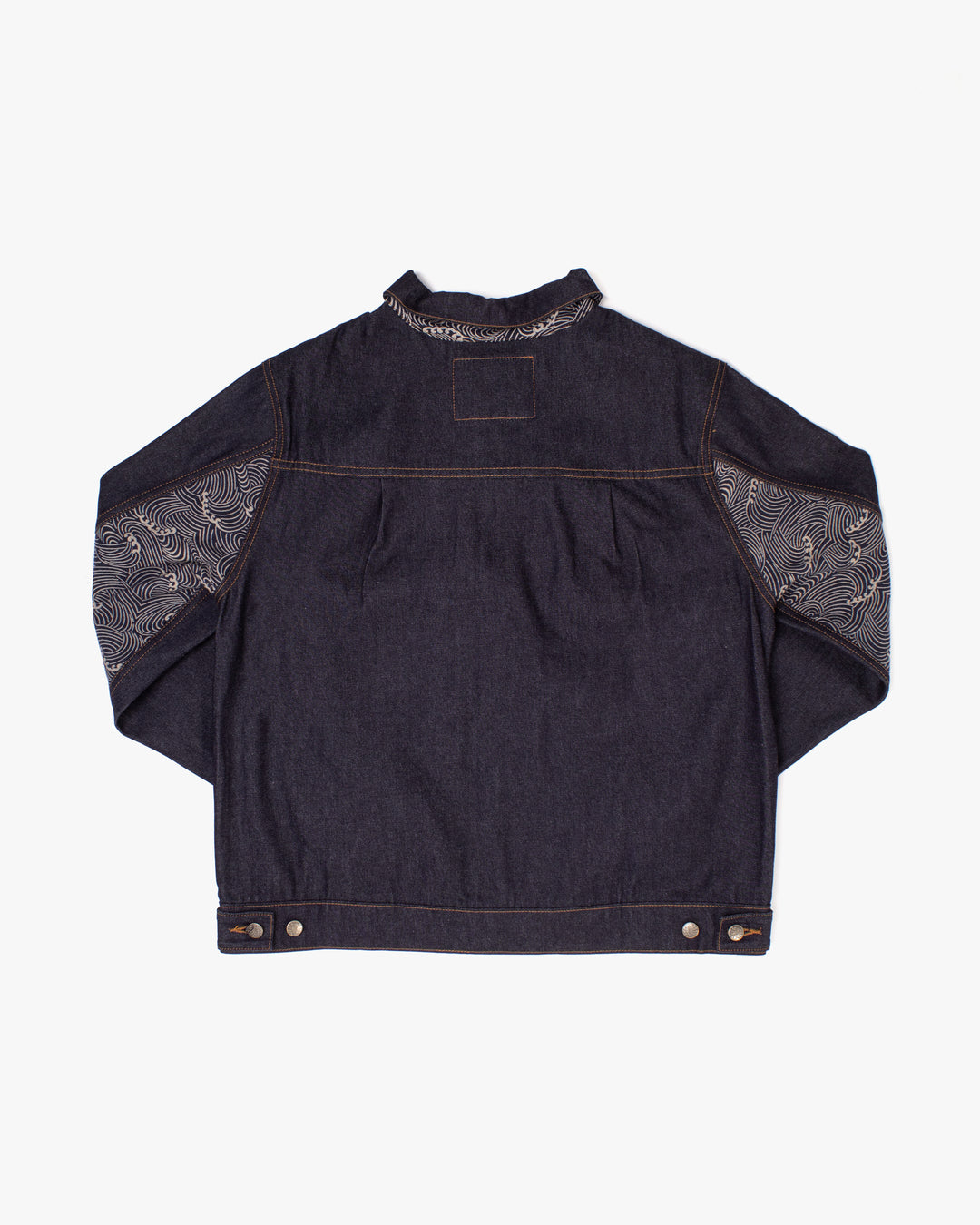 Kiriko Original Type II Denim Trucker Jacket, Trimmed with Patched Nami Fabric, Raw Denim
