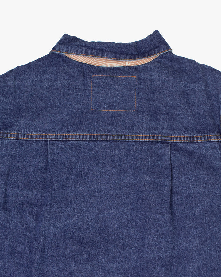 Kiriko Original Type II Denim Trucker Jacket, Trimmed with Patched Nami Fabric, Bleached Denim