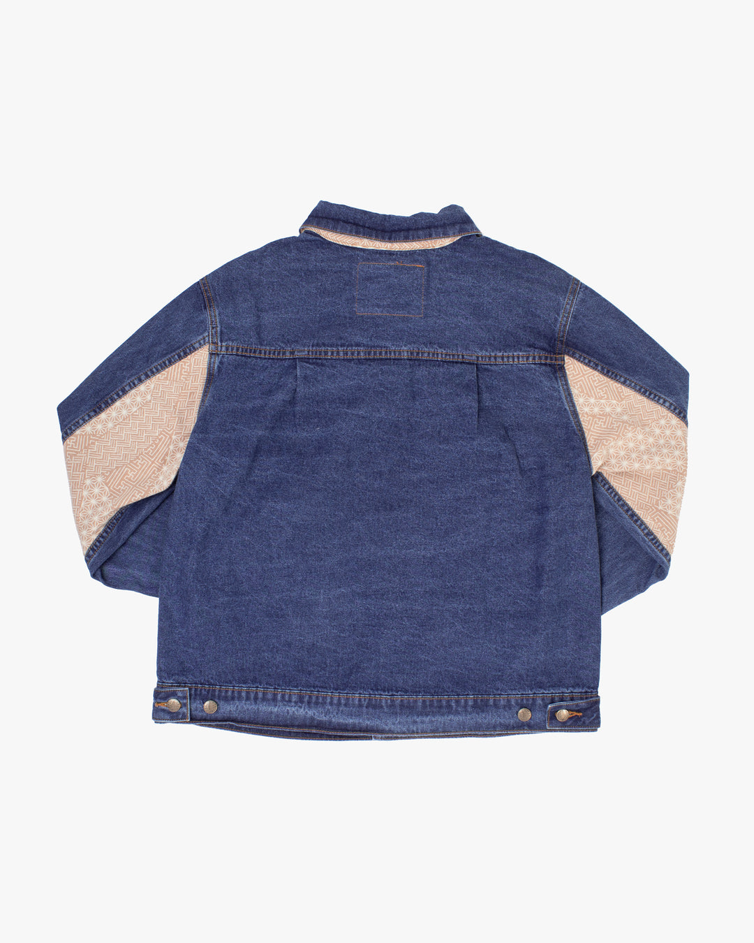 Kiriko Original Type II Denim Trucker Jacket, Trimmed with Patched Multi Fabric, Bleached Denim