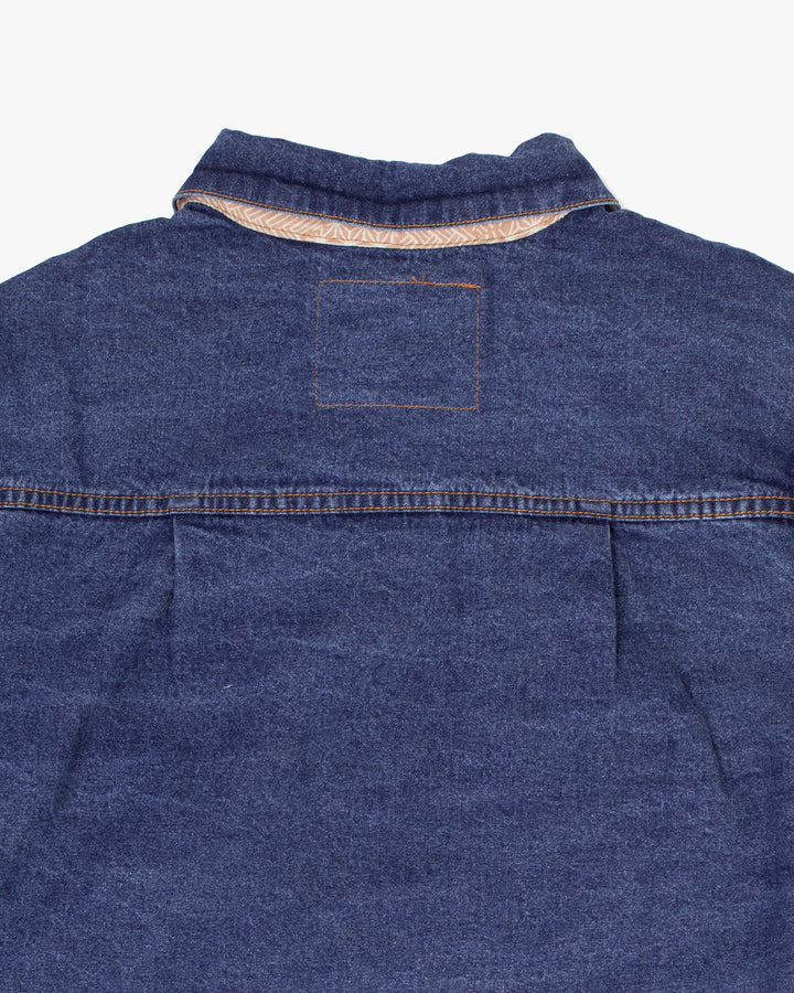 Kiriko Original Type II Denim Trucker Jacket, Trimmed with Patched Multi Fabric, Bleached Denim