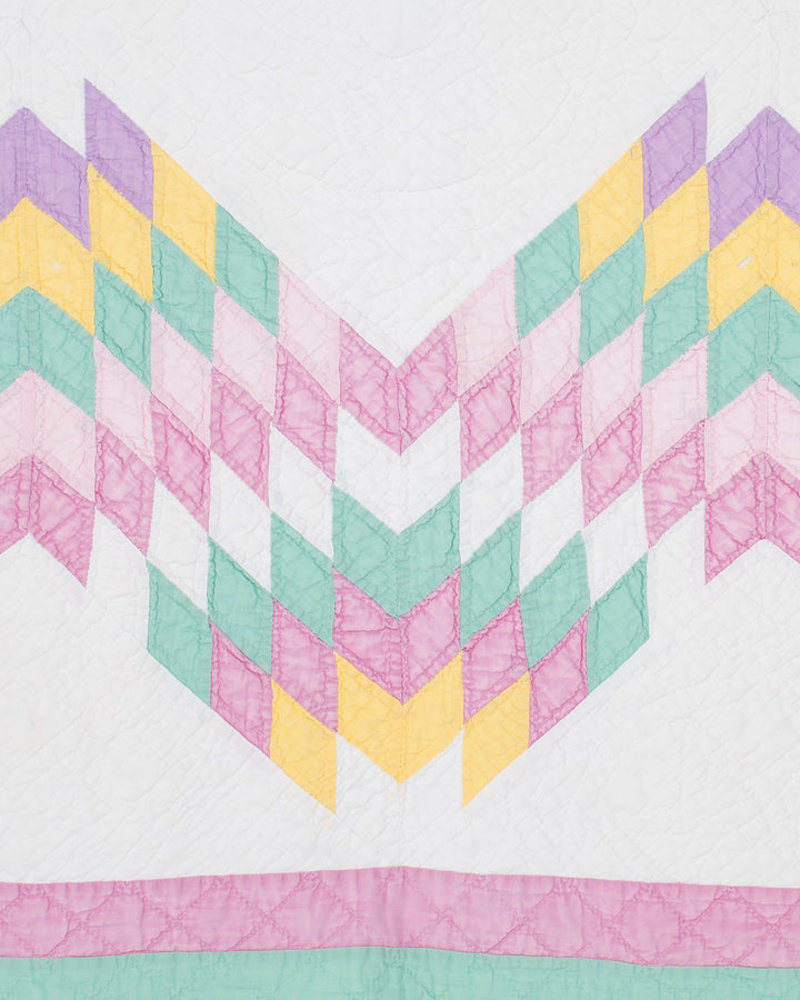 Stand-up Collar Haori Jacket, Quilted, White with Pastel Accents