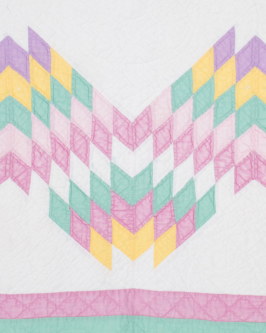 Stand-up Collar Haori Jacket, Quilted, White with Pastel Accents