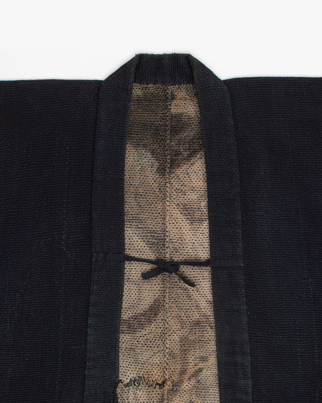 Vintage Noragi Jacket, Full Sashiko with Sakiori Back Panel, Dark Indigo with Rust and Red