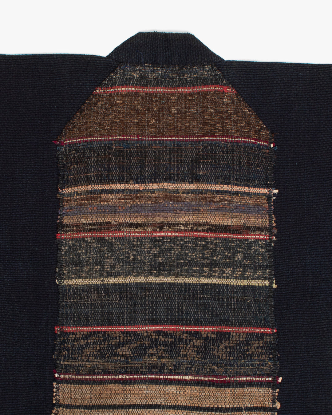 Vintage Noragi Jacket, Full Sashiko with Sakiori Back Panel, Dark Indigo with Rust and Red