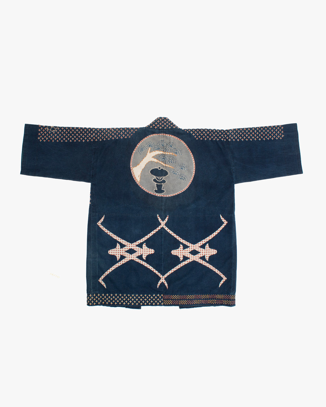 Vintage Happi Jacket, Fully Hand Stitched Sashiko, Washed Indigo, Takada Zouen