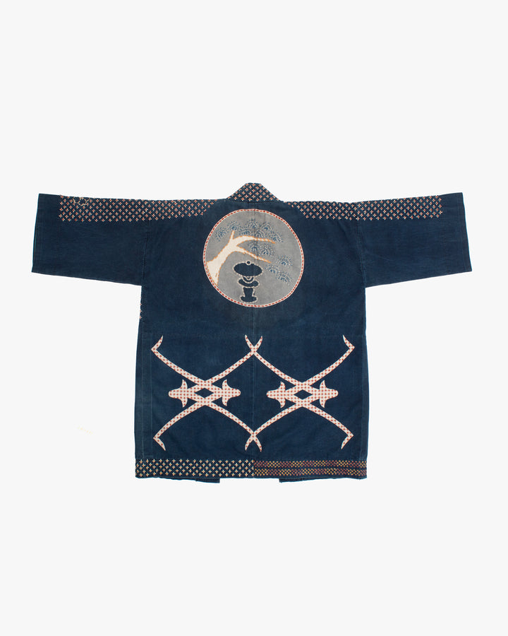 Vintage Happi Jacket, Fully Hand Stitched Sashiko, Washed Indigo, Takada Zouen