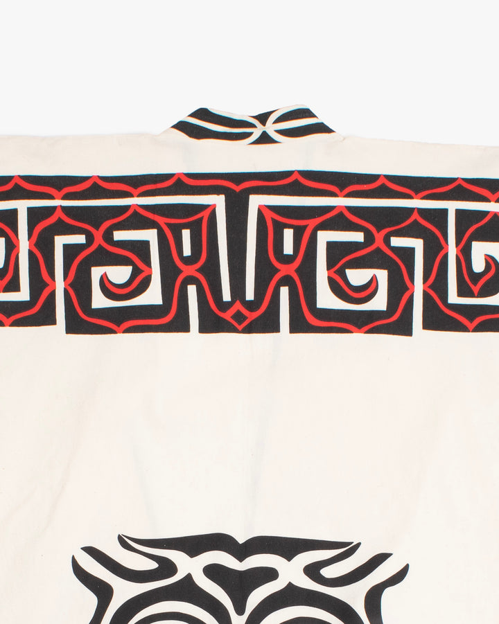 Vintage Ainu Robe, Natural With Black and Red