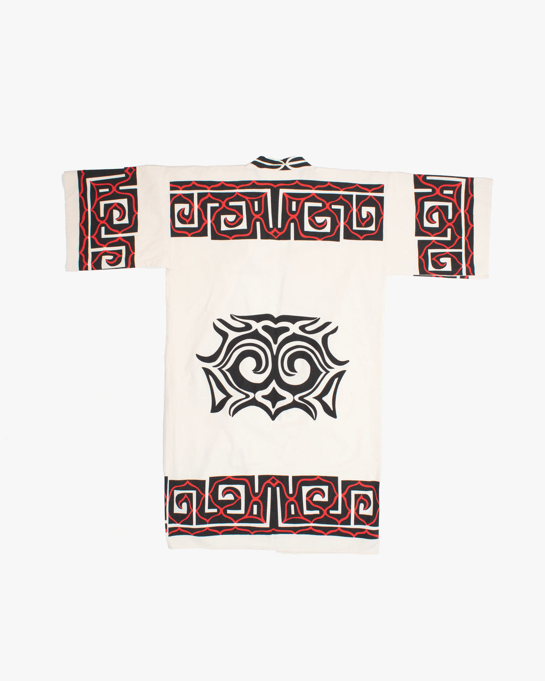 Vintage Ainu Robe, Natural With Black and Red
