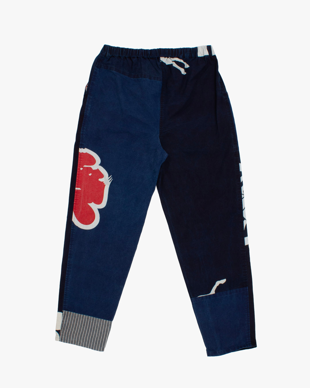 Modern Monpe Pants, Aizawa, Indigo with Kamon Crest and Shima