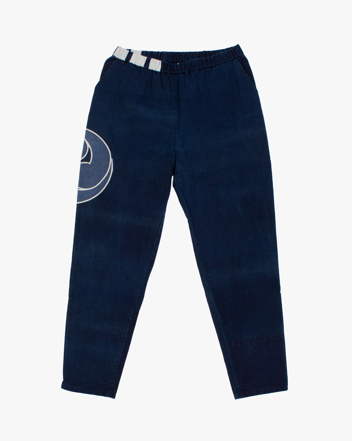 Modern Monpe Pants, Aizawa, Indigo with Blue Mitsudomoe