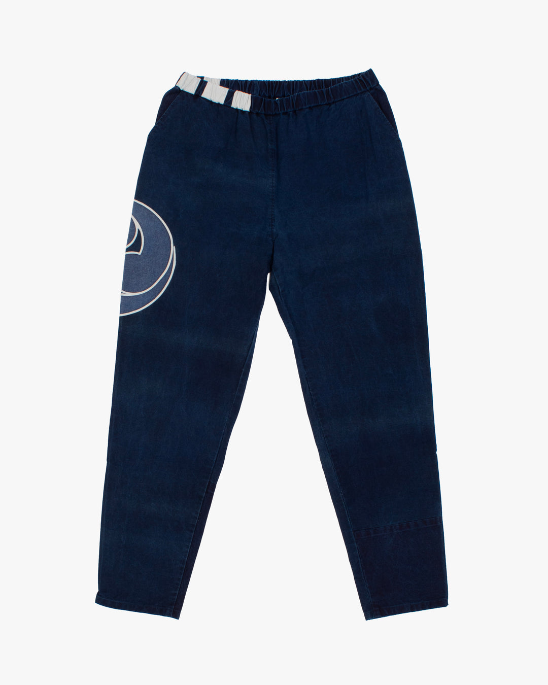 Modern Monpe Pants, Aizawa, Indigo with Blue Mitsudomoe