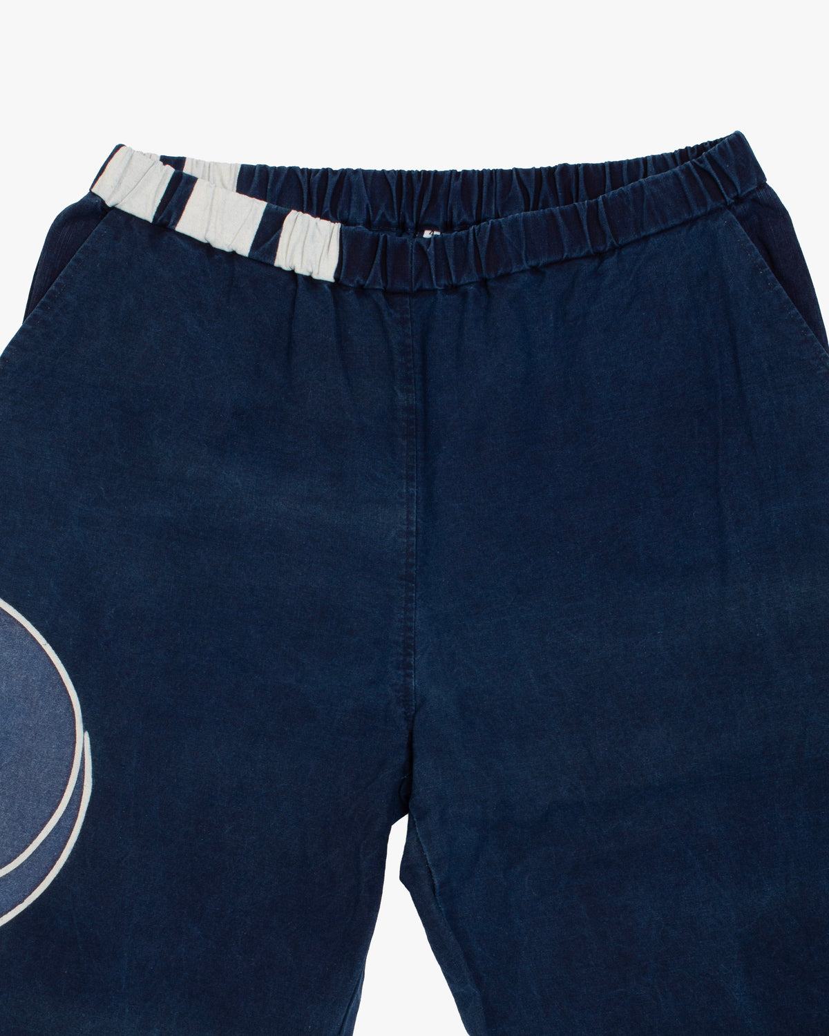 Modern Monpe Pants, Aizawa, Indigo with Blue Mitsudomoe