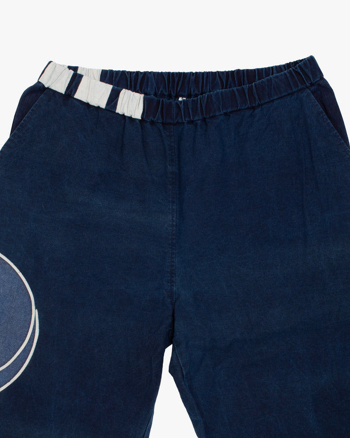 Modern Monpe Pants, Aizawa, Indigo with Blue Mitsudomoe