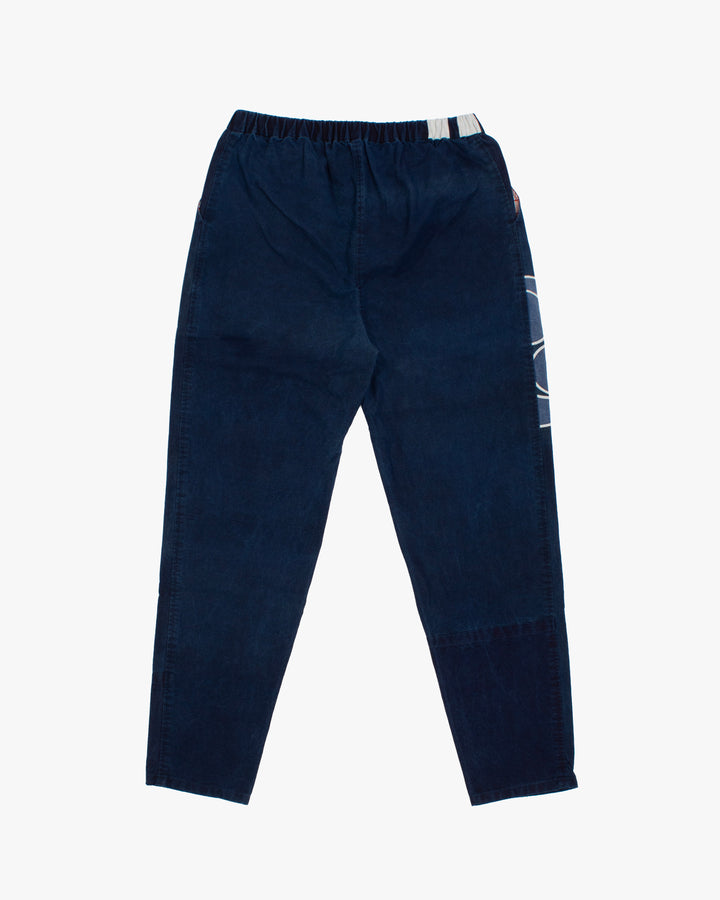 Modern Monpe Pants, Aizawa, Indigo with Blue Mitsudomoe