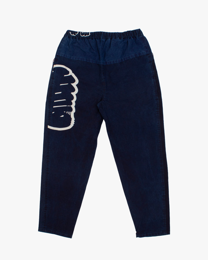 Modern Monpe Pants, Aizawa, Indigo with Partial Ryu