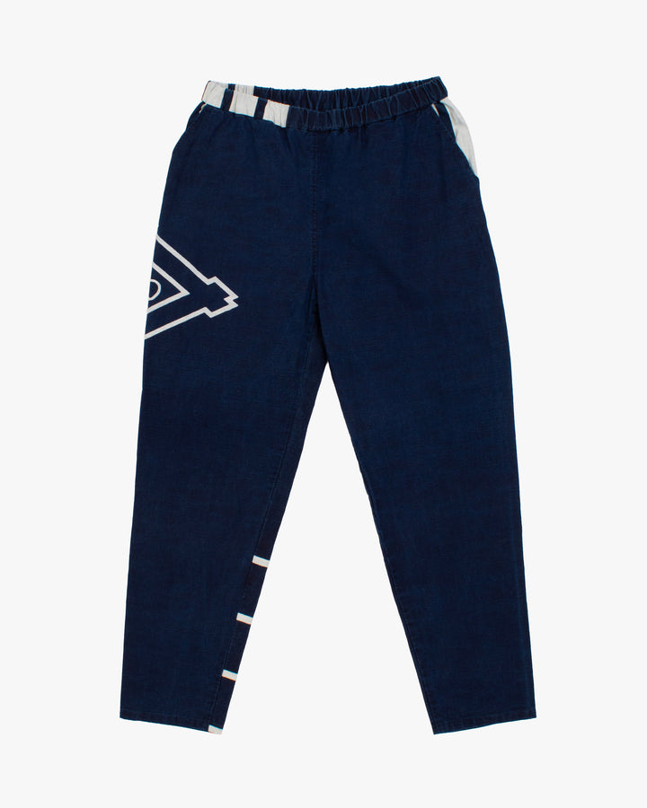 Modern Monpe Pants, Aizawa, Indigo with Hishi and Kakuji