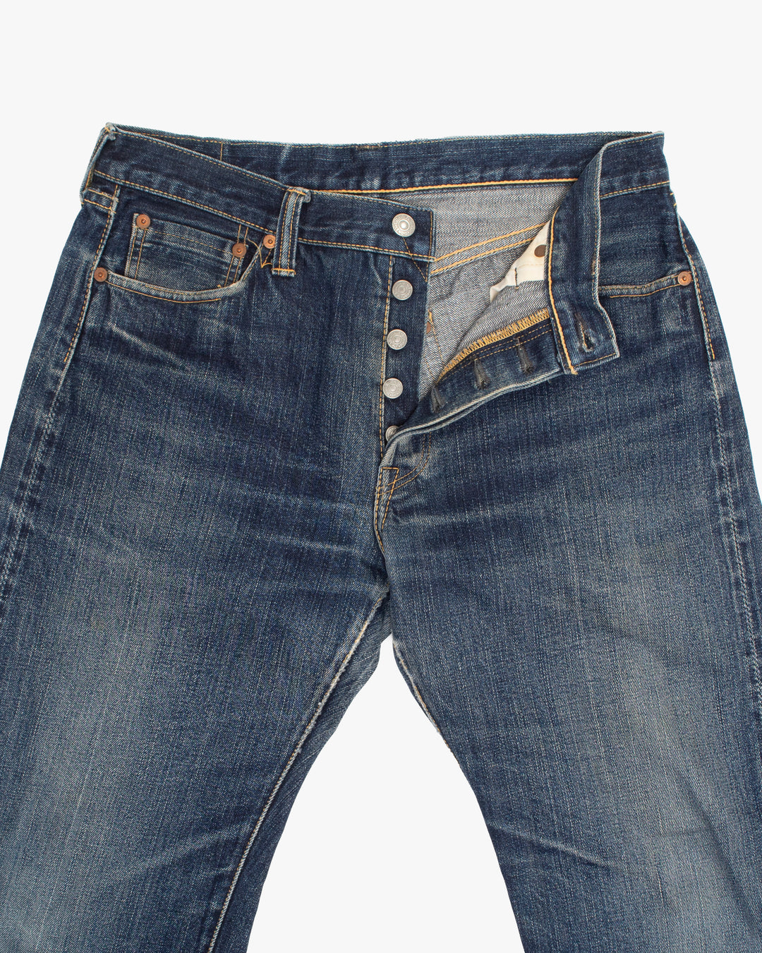 Japanese Repro Denim Jeans, 32, Flathead, Medium Wash