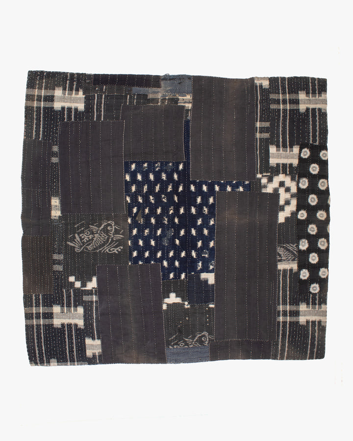 Vintage Boro Blanket, Indigo and Gray Patchwork