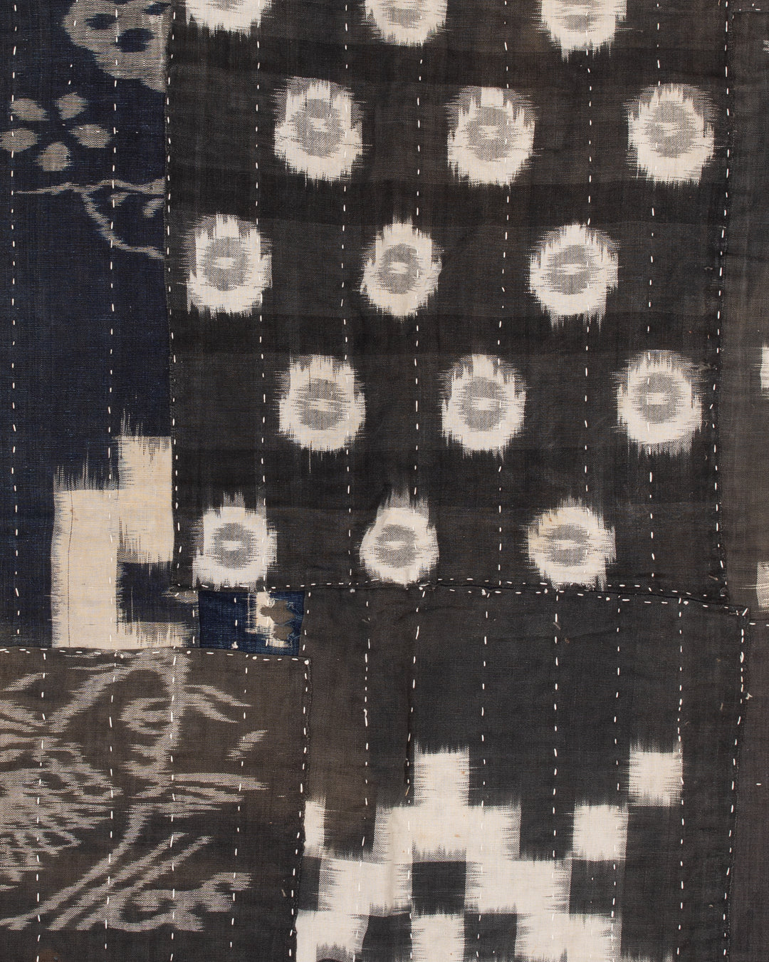 Vintage Boro Blanket, Indigo and Gray Patchwork