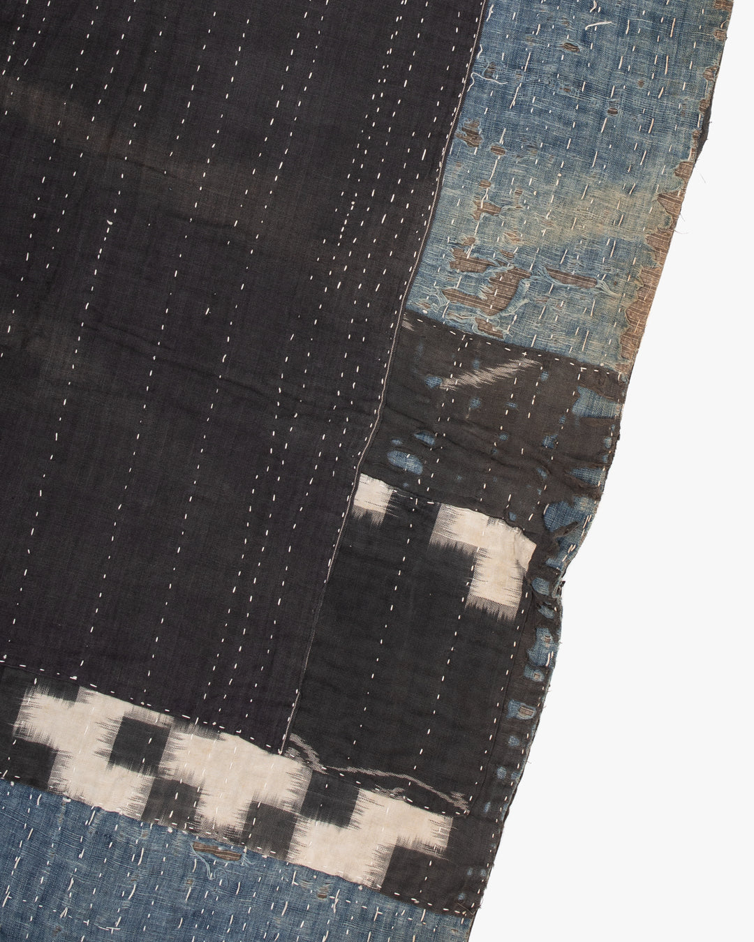 Vintage Boro Blanket, Indigo and Gray Patchwork