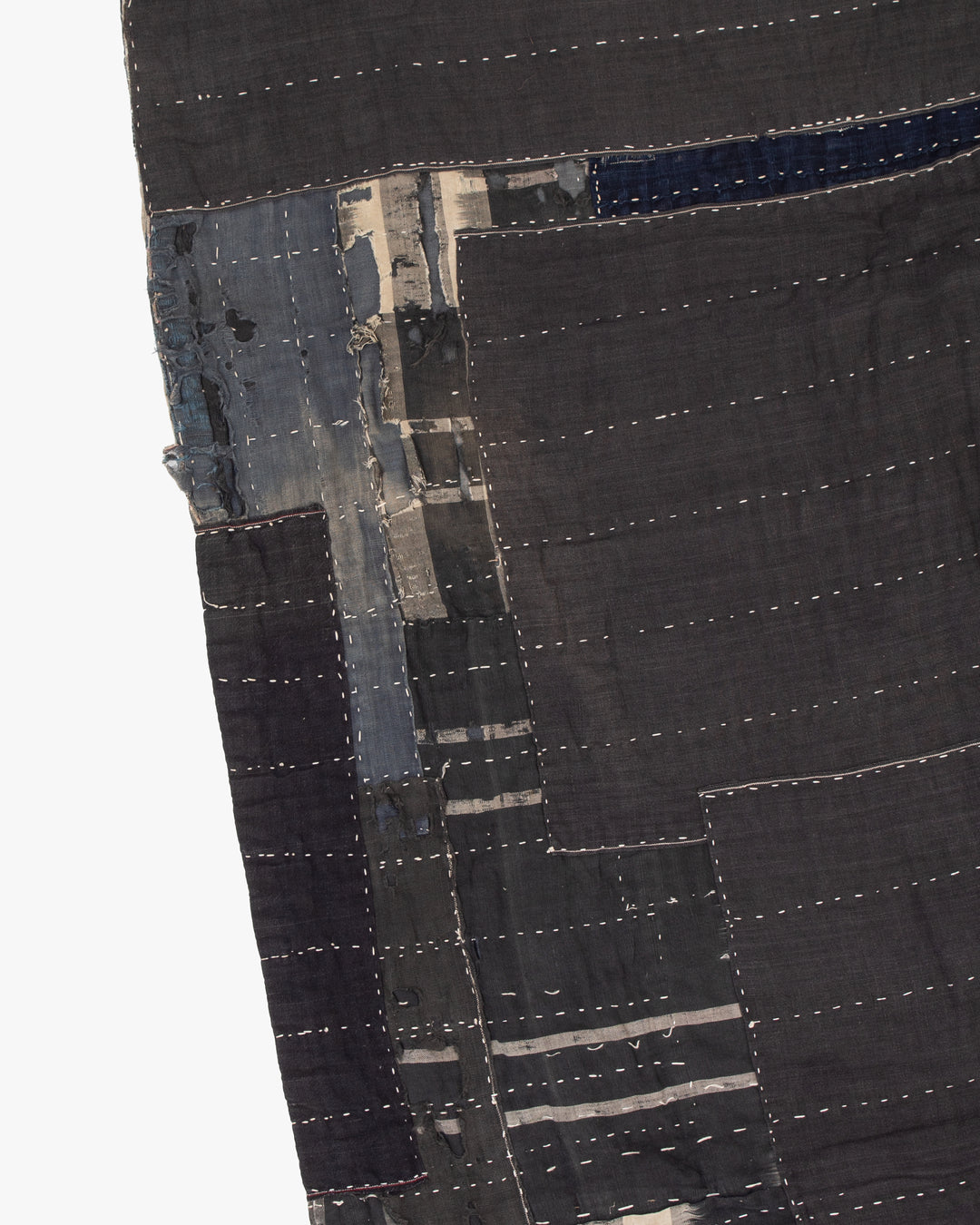 Vintage Boro Blanket, Indigo and Gray Patchwork