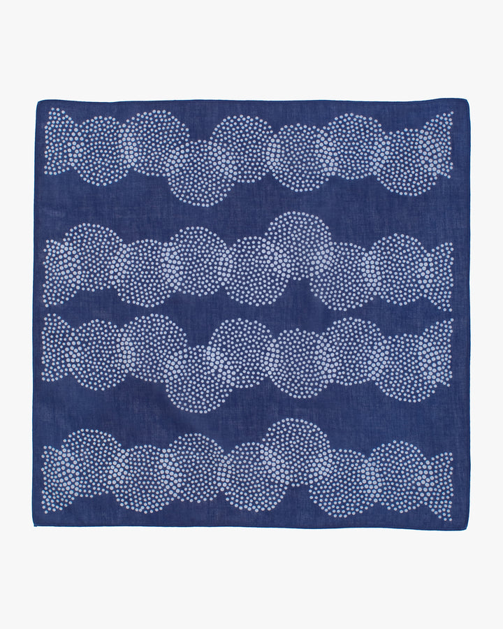 Aizawa Lightweight Indigo Bandana, Dotted Circles