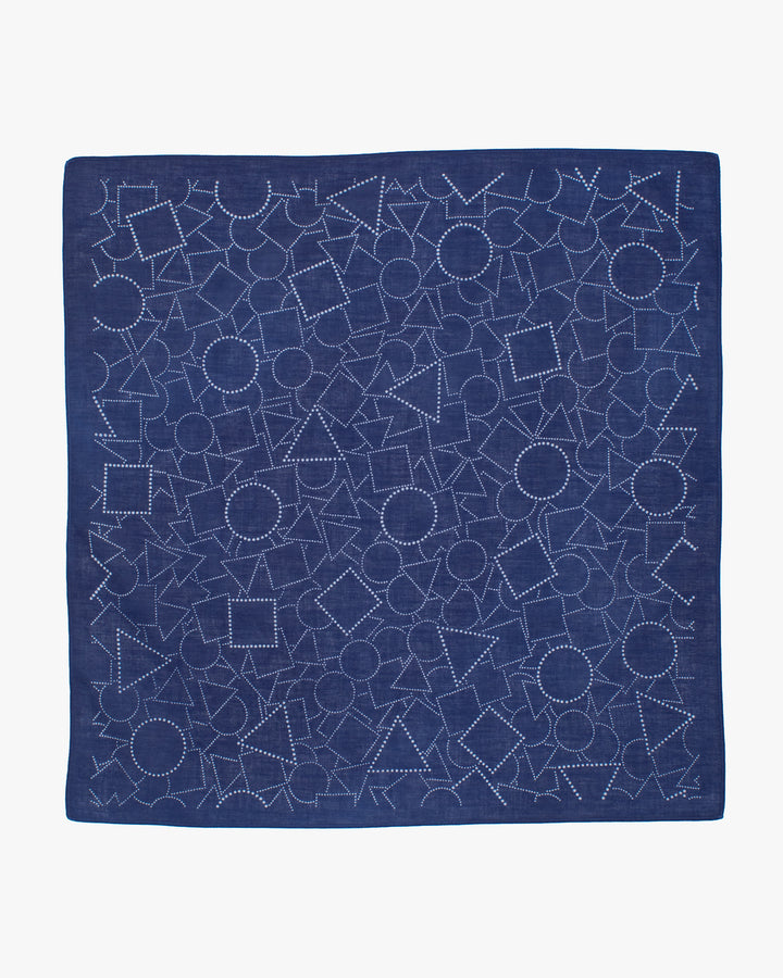 Aizawa Lightweight Indigo Bandana, Dotted Geometric