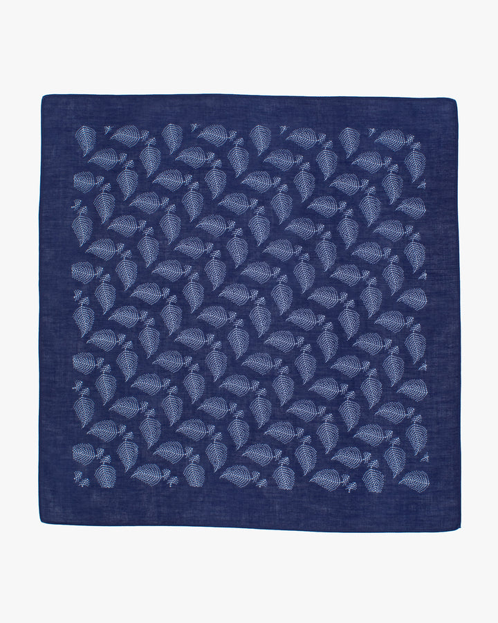 Aizawa Lightweight Indigo Bandana, Dotted Leaves