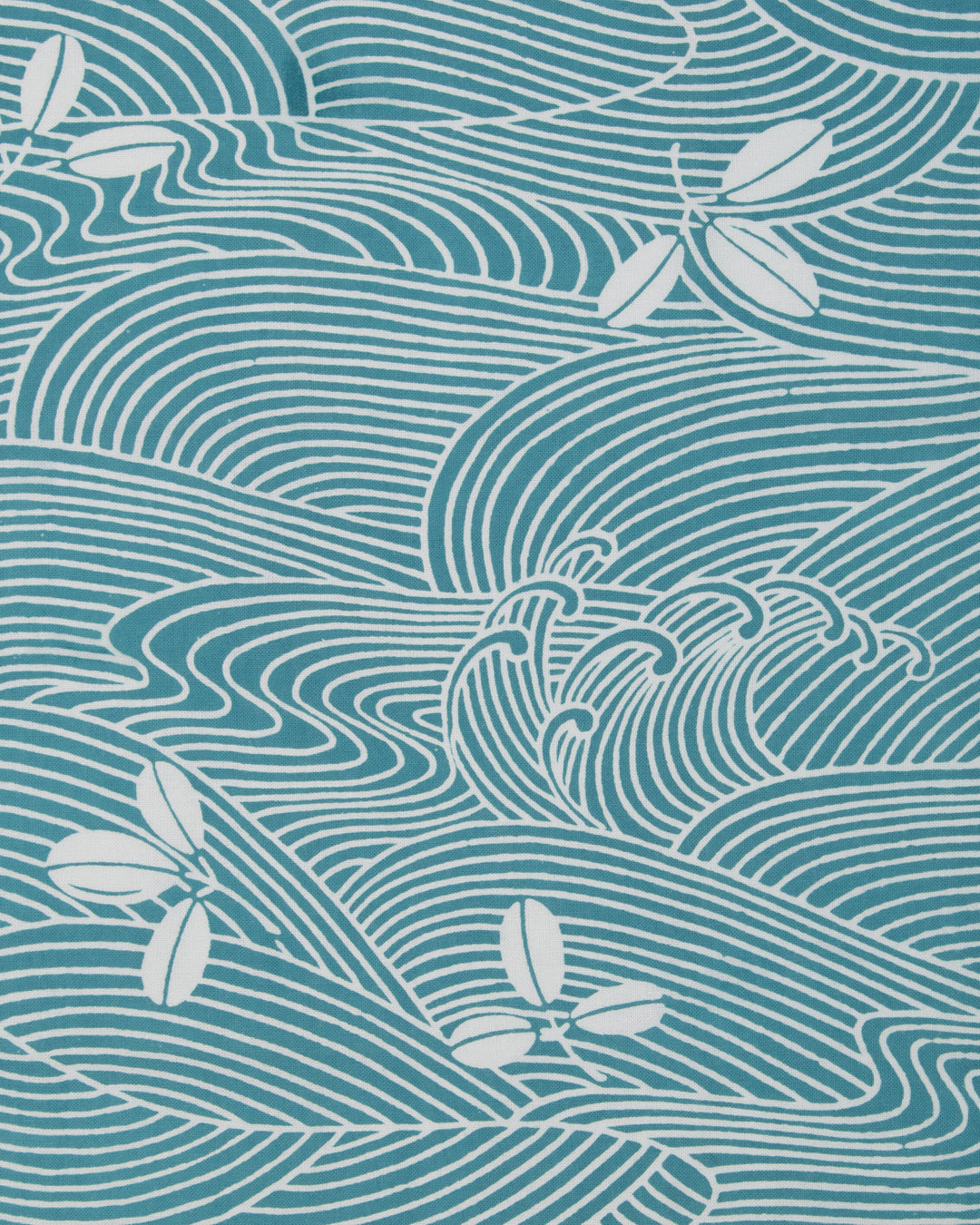 Tenugui, Chusen-Zome, Teal Leaves and Waves