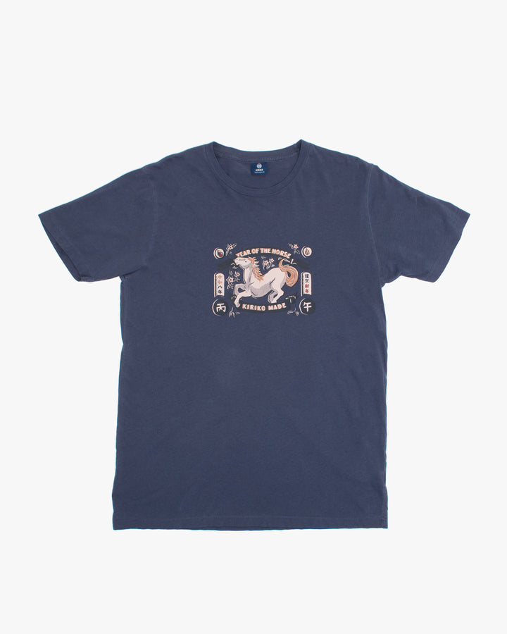 Kiriko Original Tee, 6 oz. Cotton, Navy with Year of the Horse
