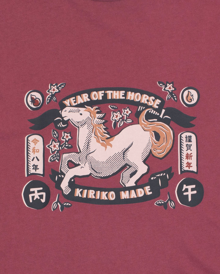 Kiriko Original Tee, 6 oz. Cotton, Pink with Year of the Horse
