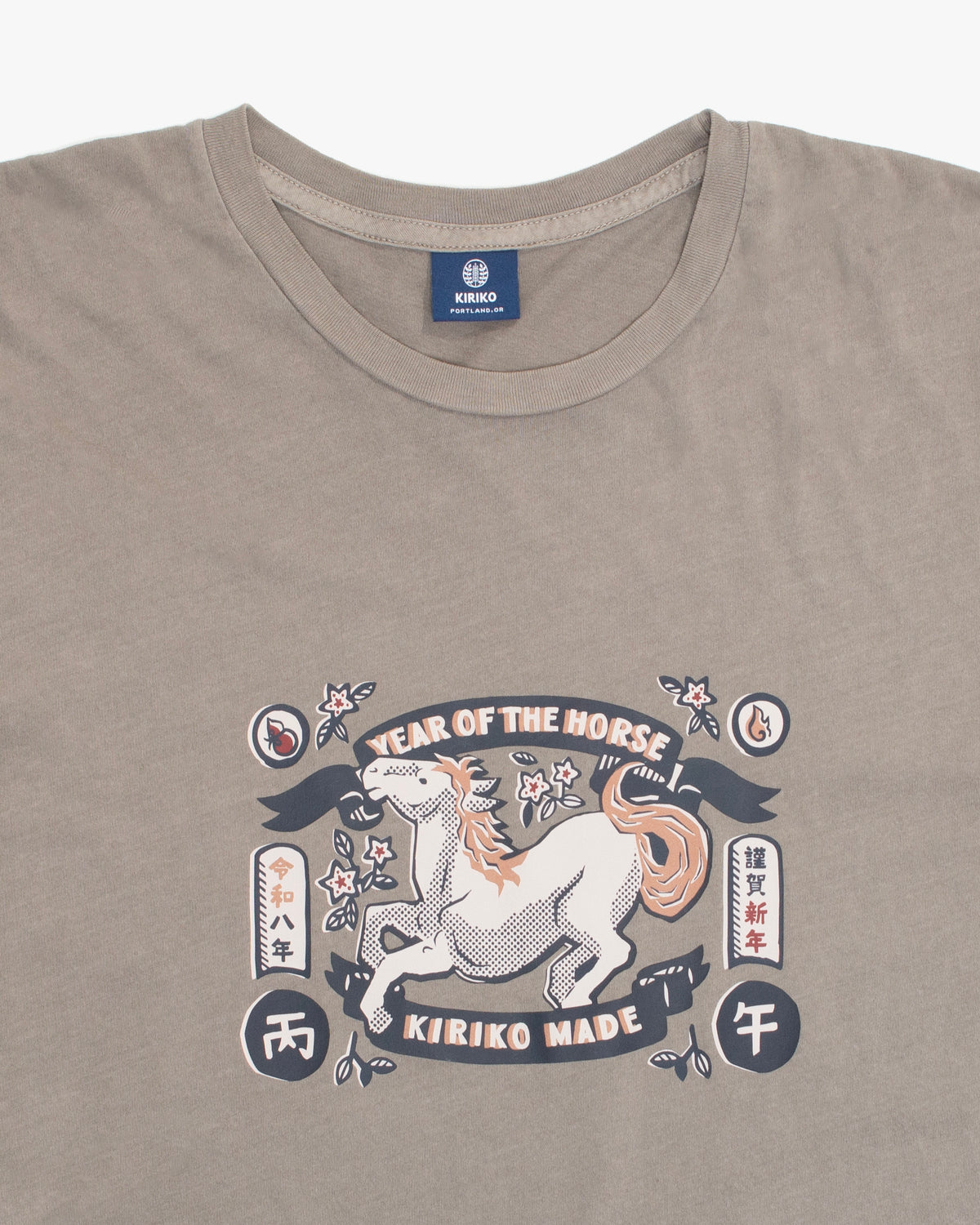 Kiriko Original Tee, 6 oz. Cotton, Gray with Year of the Horse