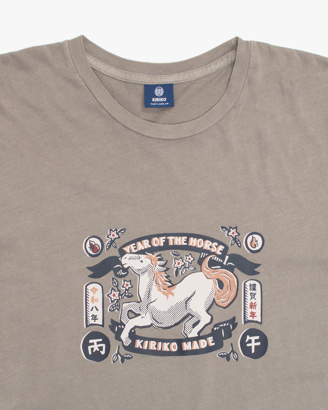 Kiriko Original Tee, 6 oz. Cotton, Gray with Year of the Horse