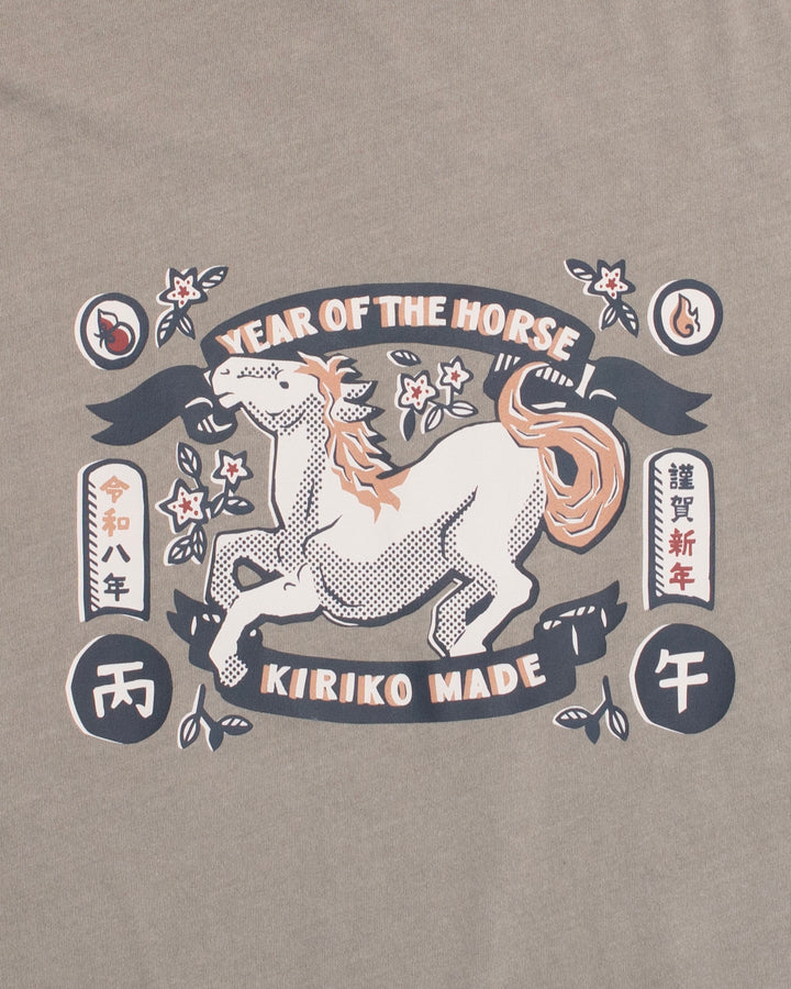 Kiriko Original Tee, 6 oz. Cotton, Gray with Year of the Horse