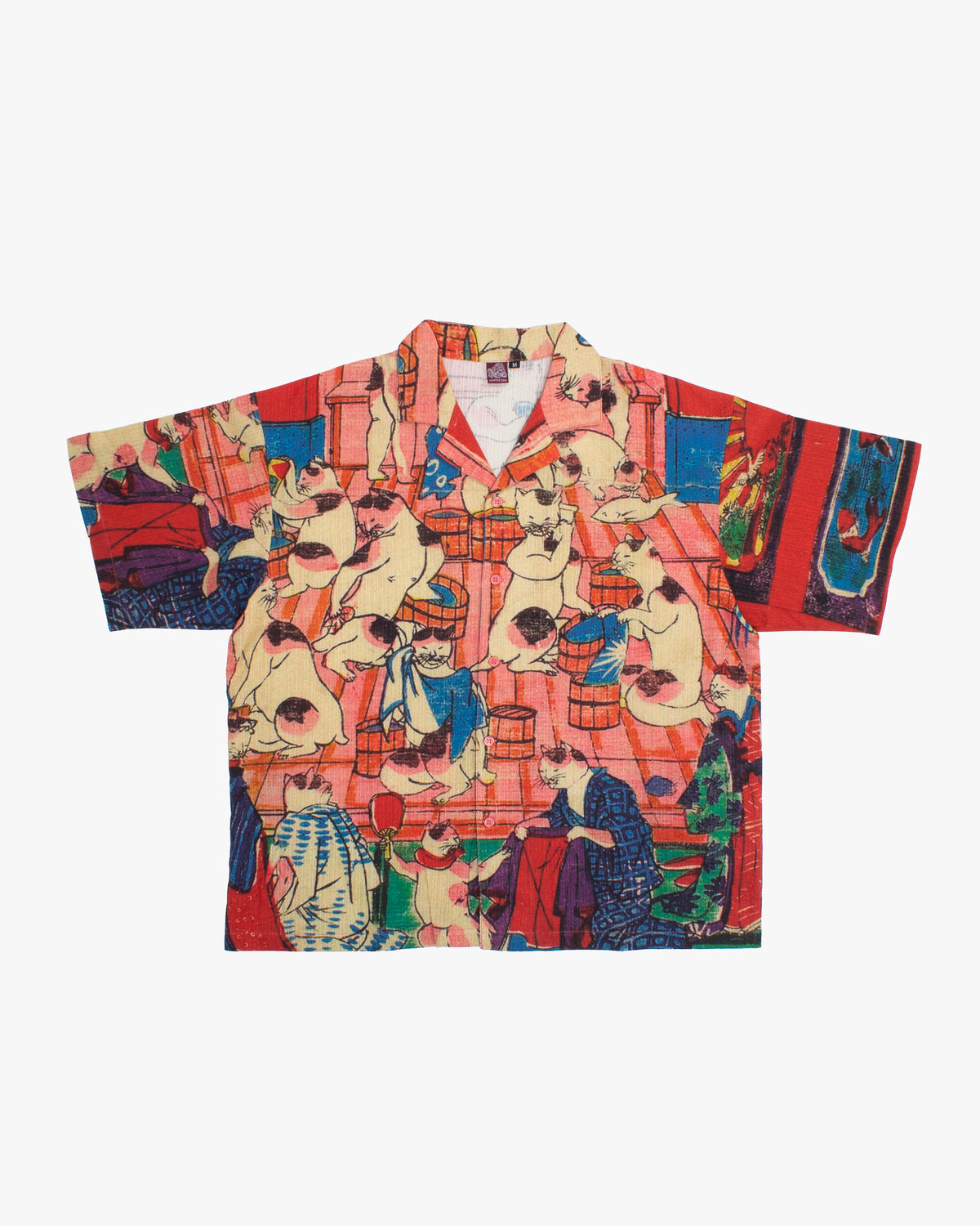 Wa-Modern Short Sleeve Button Up Shirt, PK Nekonoyu