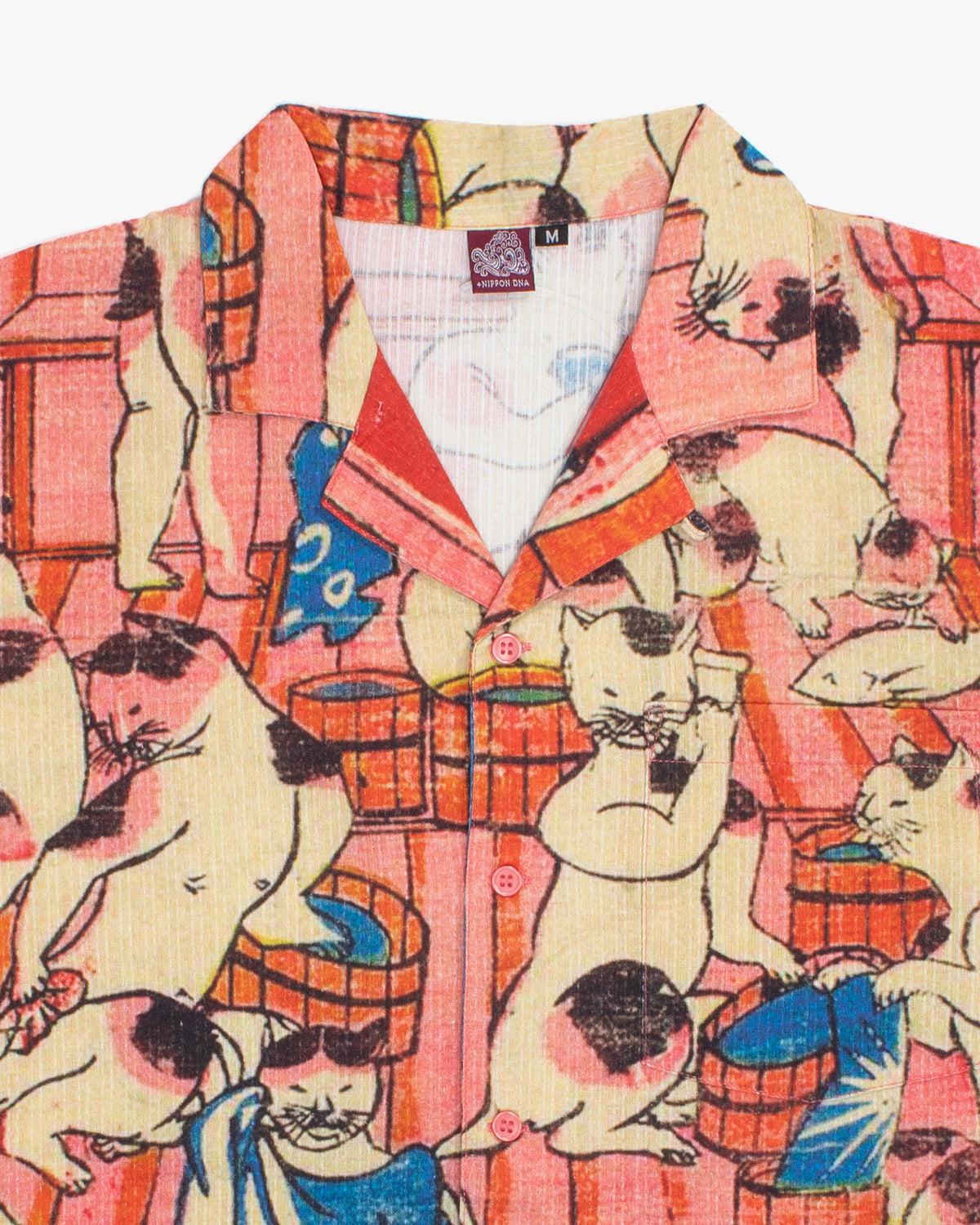 Wa-Modern Short Sleeve Button Up Shirt, PK Nekonoyu
