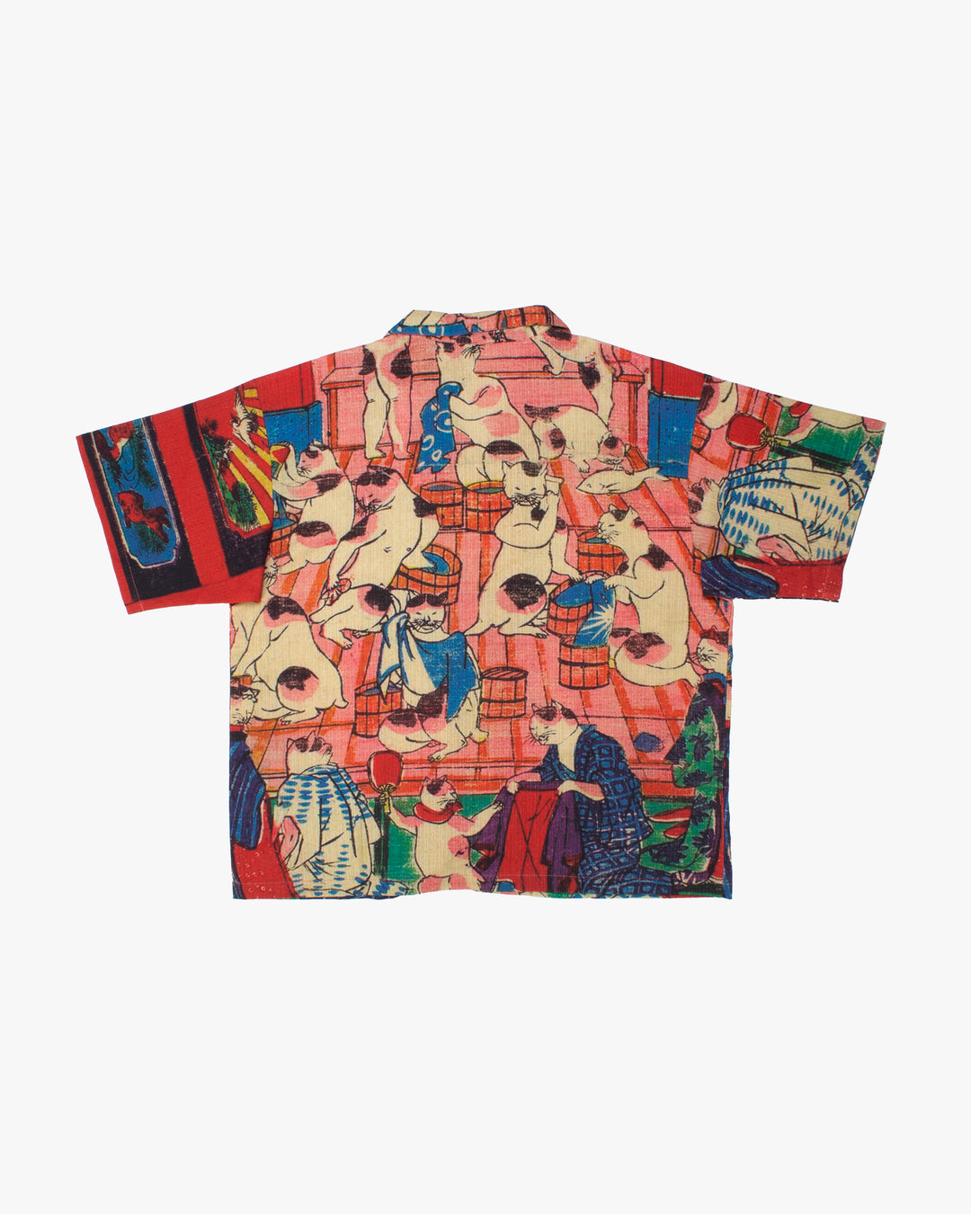 Wa-Modern Short Sleeve Button Up Shirt, PK Nekonoyu
