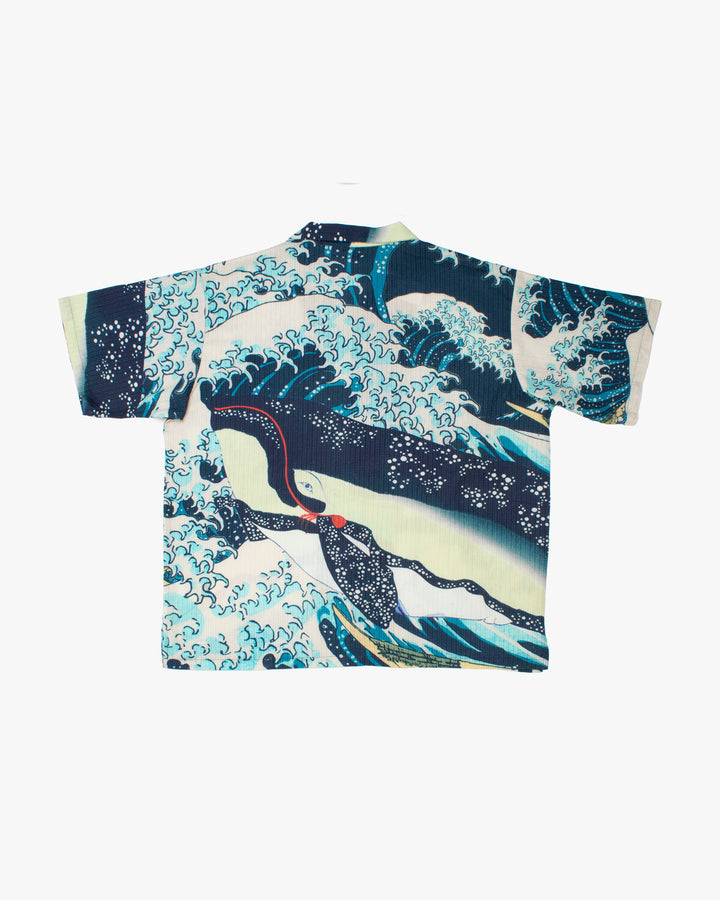 Wa-Modern Short Sleeve Button Up Shirt, Kujira