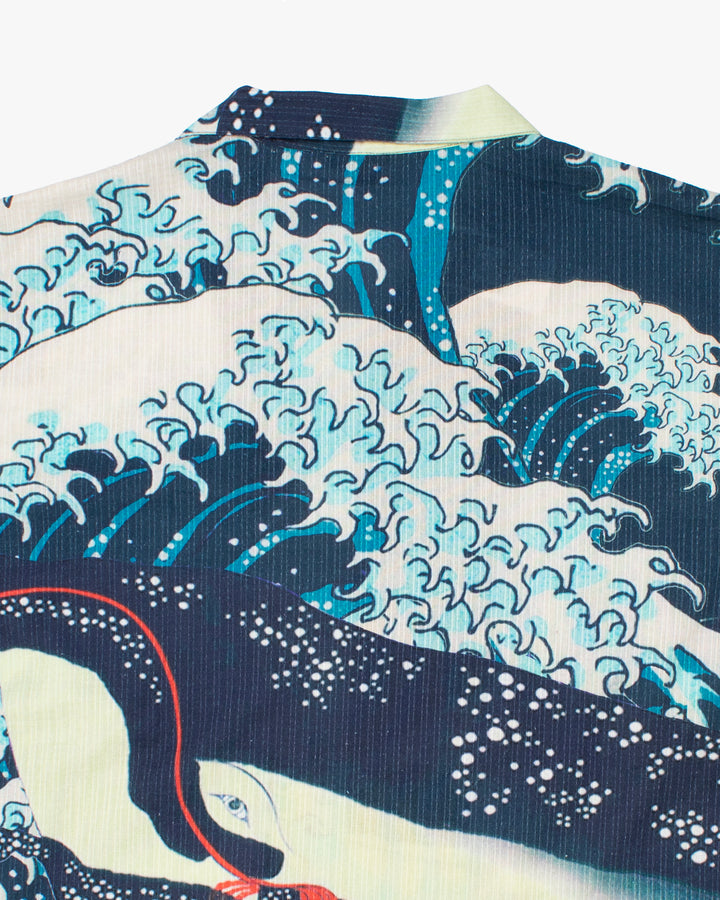 Wa-Modern Short Sleeve Button Up Shirt, Kujira