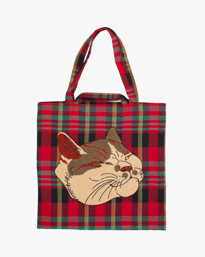 Wa Modern Tote, Red Plaid, Neko