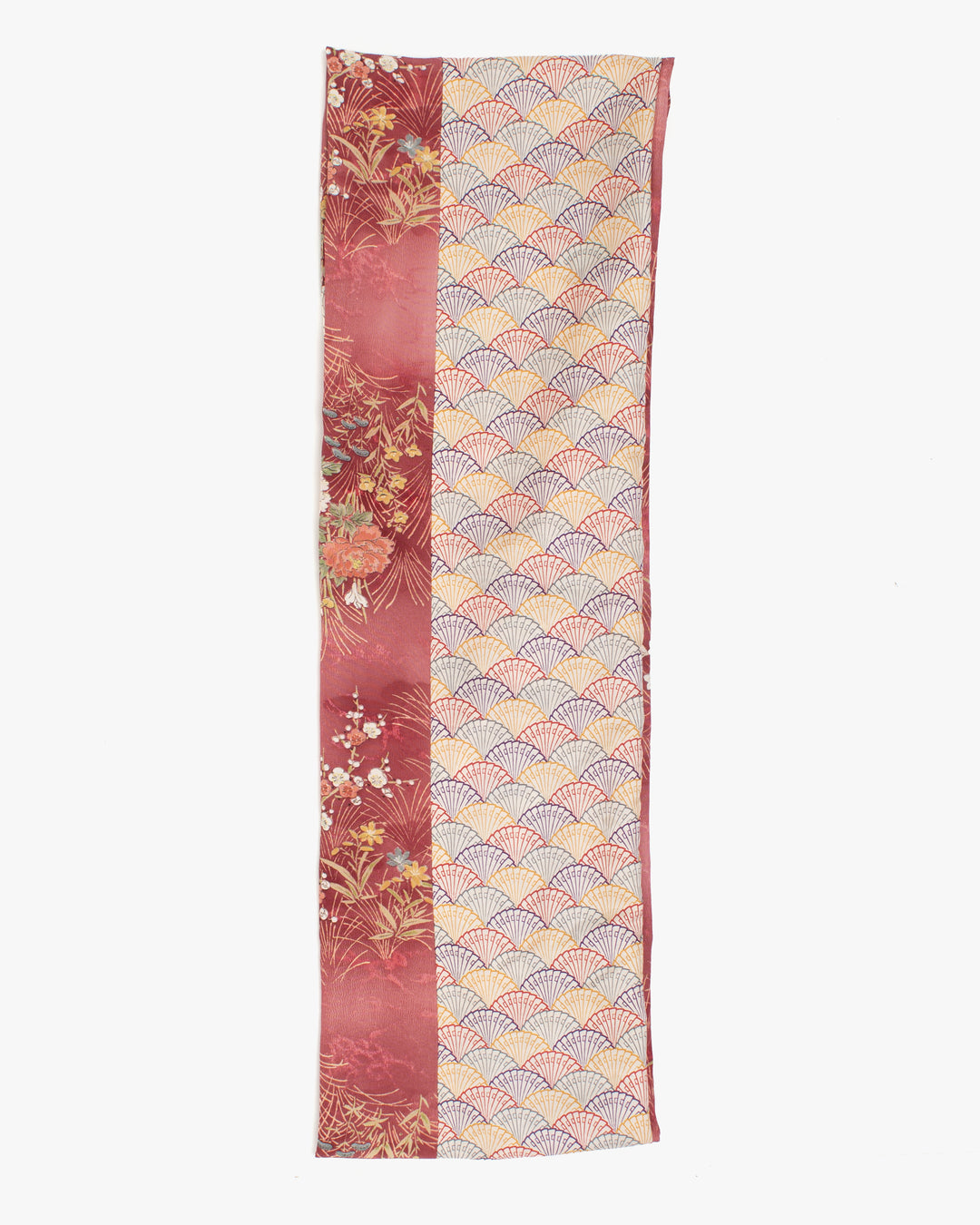 Kiriko Original Scarf, Infinity, Kimono, Deep Pink Floral and Multicolor Uchiwa