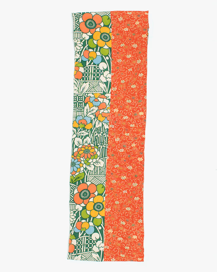 Kiriko Original Scarf, Infinity, Kimono, Orange and Green Floral with Multicolor Accents