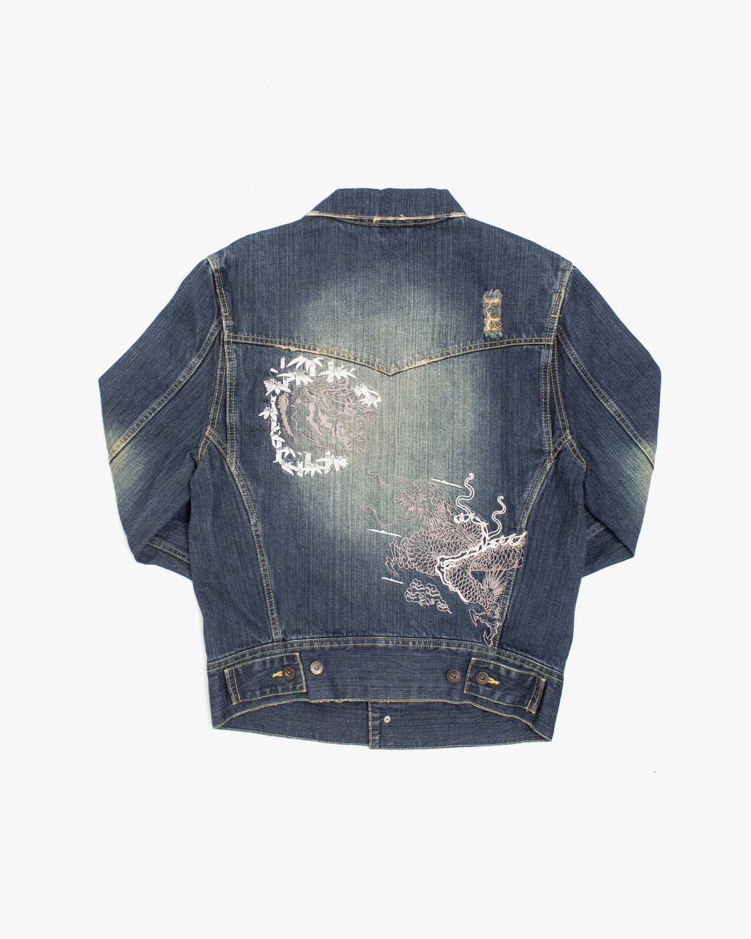 Japanese Repro Type II Trucker Jacket, M, Karakuri, Denim with Embroidered Tiger and Dragon
