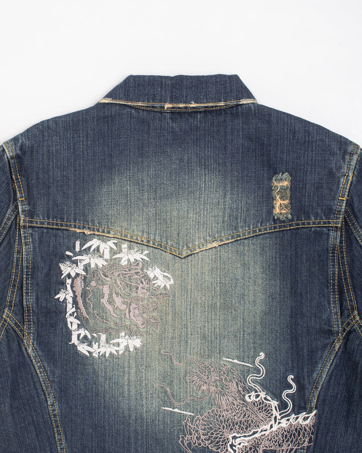 Japanese Repro Type II Trucker Jacket, M, Karakuri, Denim with Embroidered Tiger and Dragon