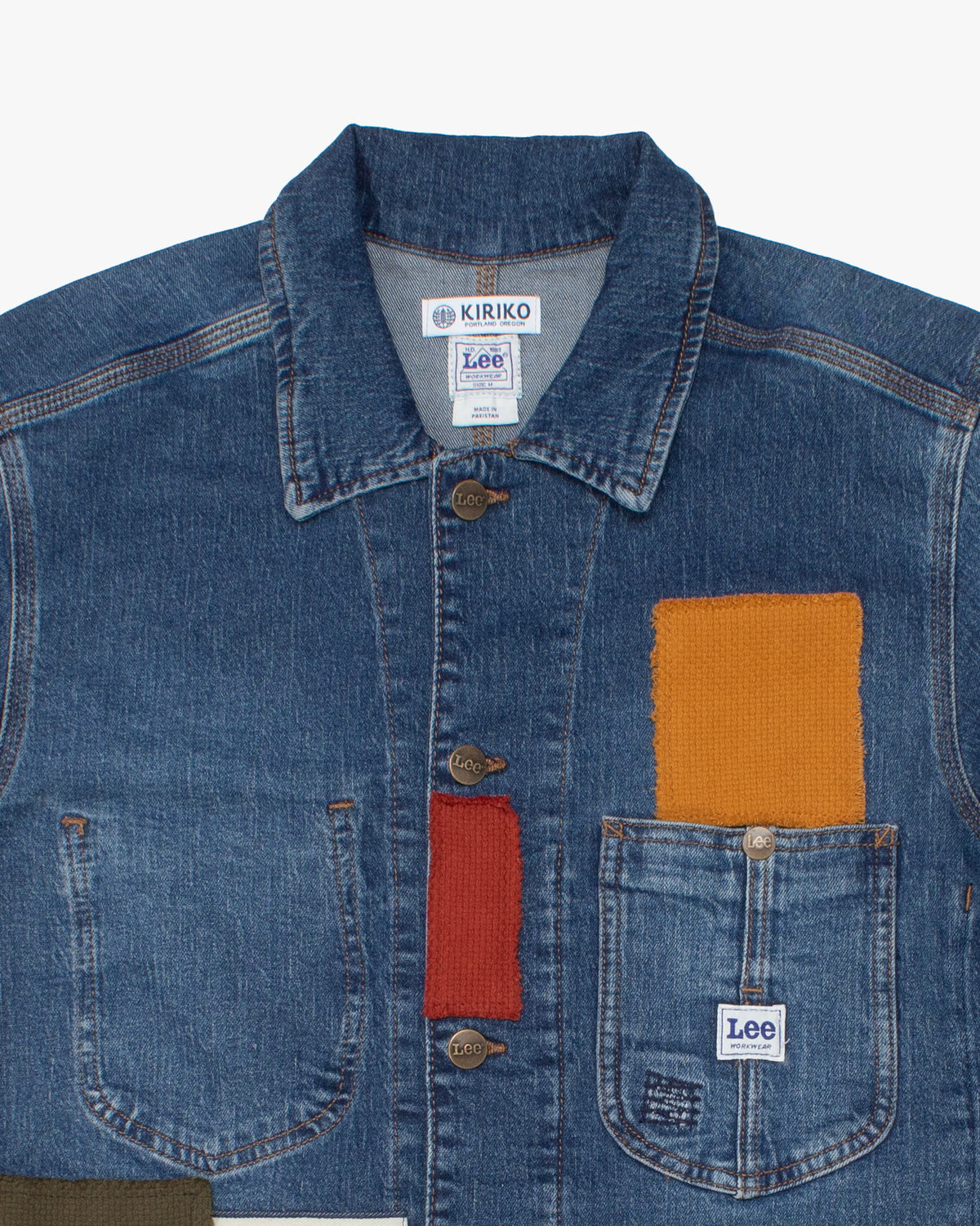 Kiriko Custom Denim Chore Coat #2, Lee Brand, Patched with Maekake and Sashi-ori