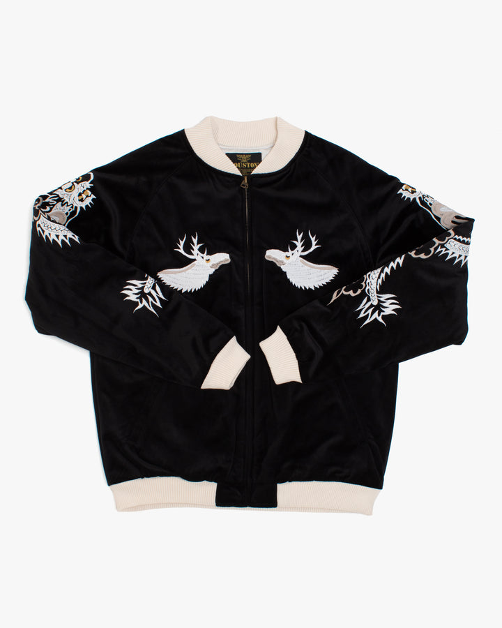 Japanese Repro Souvenir Jacket, S, Houston, Moose with Dragon Sleeve