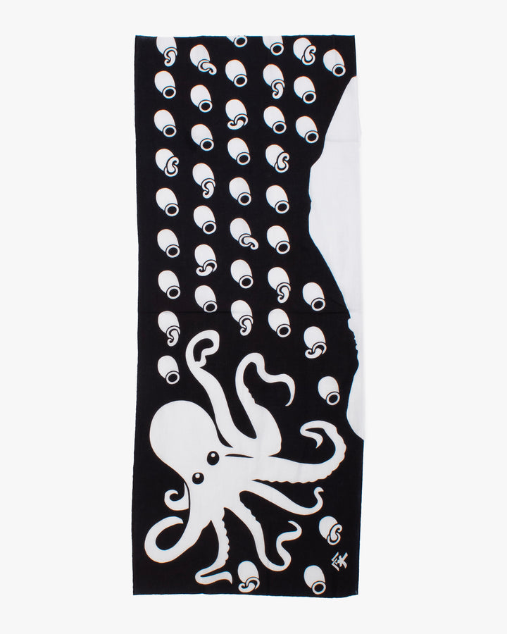 Tenugui, Okawahara, Black and White Octopus